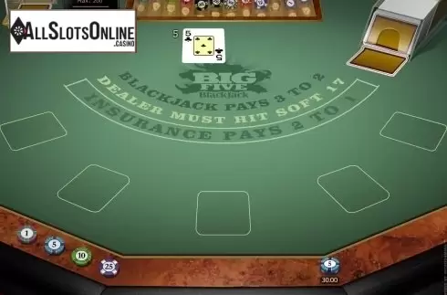 Game Screen. Big 5 Blackjack Gold from Microgaming