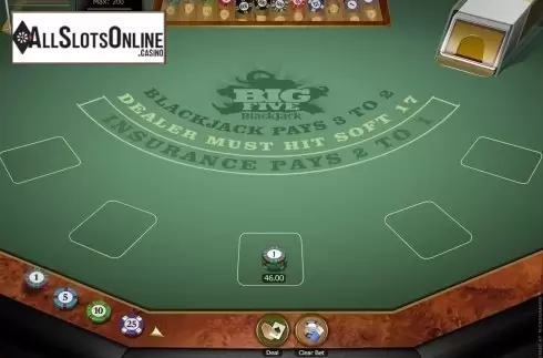 Game Screen. Big 5 Blackjack Gold from Microgaming