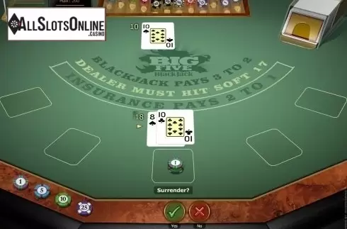Game Screen. Big 5 Blackjack Gold from Microgaming