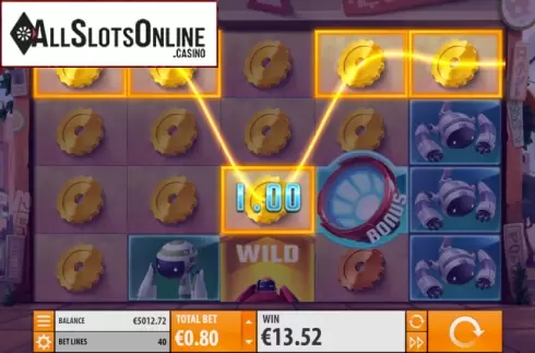 5 of a kind win screen. Big Bot Crew from Quickspin