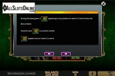 Paytable . Big Dragon Lounge from High 5 Games