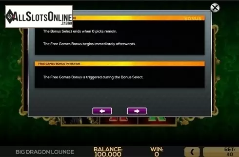 Paytable 3. Big Dragon Lounge from High 5 Games