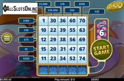 Game Screen 1. Big Money Slingo from Instant Win Gaming