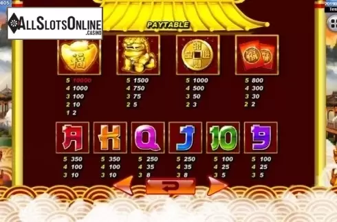 Paytable. Big Prosperity from Spadegaming