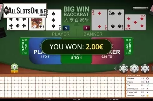 Win Screen. Big Win Baccarat from iSoftBet