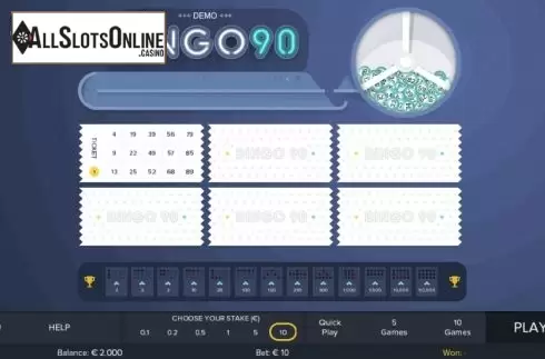 Game screen. Bingo 90 (Gluck Games) from Gluck Games