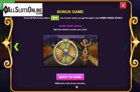 Bonus Game Screen. Bingo Samba Rio from Caleta Gaming