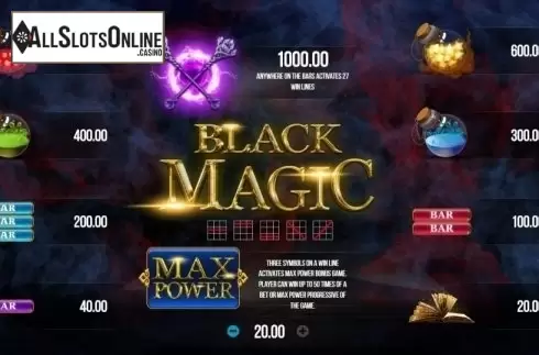 Paytable. Black Magic (SYNOT) from SYNOT