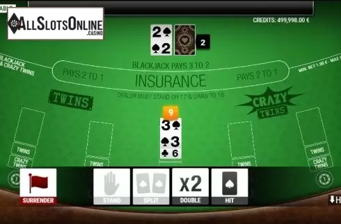 Game screen. BlackJack Twins and Crazy Twins from GAMING1