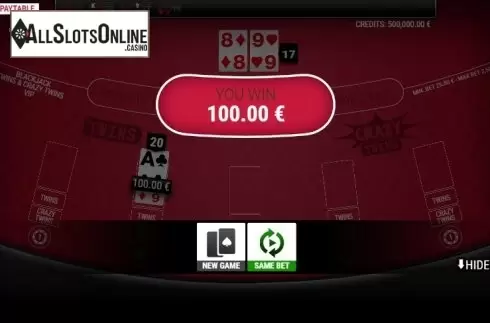 Win screen 3. BlackJack Twins and Crazy Twins VIP from GAMING1