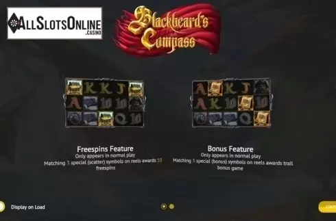 Start Screen. Blackbeard's Compass from 1X2gaming