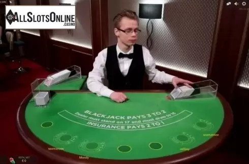 Game Screen. Blackjack J from Evolution Gaming