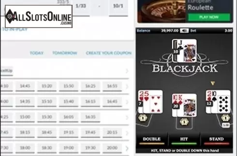 Reel screen. Blackjack (Mini Games) from Realistic