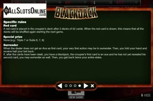 Rules 4. Blackjack Multihand 7 Seats VIP from GAMING1