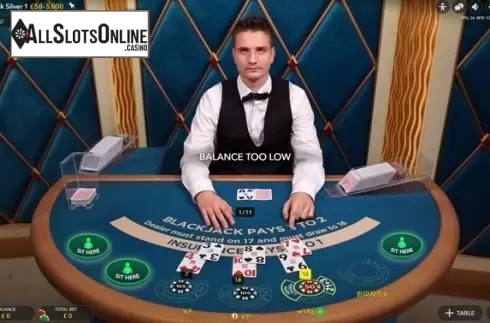 Game Screen. Blackjack Silver 1 (Evolution Gaming) from Evolution Gaming