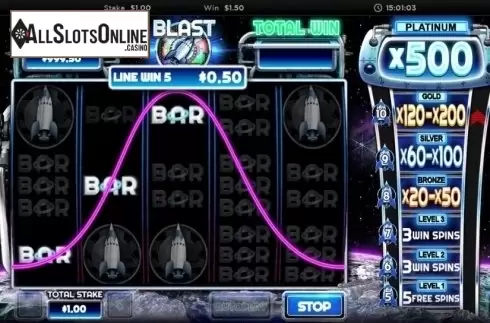 Win Screen. Blast Off from Northern Lights Gaming