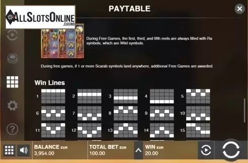 Paytable 4. Blaze Of Ra from Push Gaming