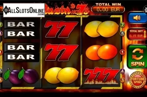 Game Workflow screen. Blazin' Hot 7s from Betdigital