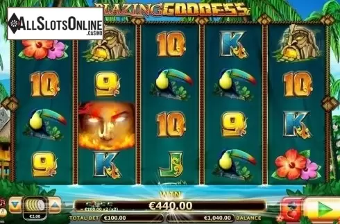 Wild Win screen. Blazing Goddess from Lightning Box