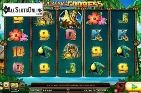 Reel screen. Blazing Goddess from Lightning Box