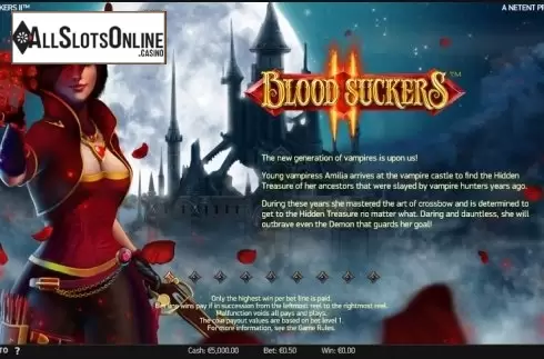 Paytable 1. Blood Suckers 2 from NetEnt