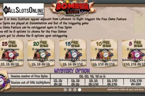 FS screen. Bomber Squad from SimplePlay