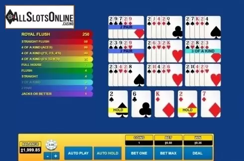 Game Screen. Bonus Poker (Habanero) from Habanero