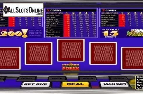 Game Screen. Pyramid Bonus Poker from Betsoft