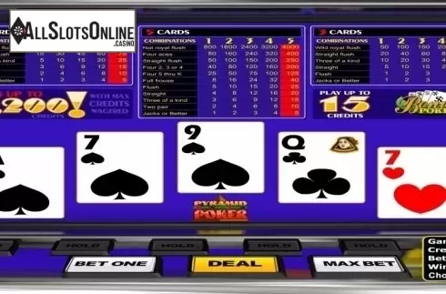Game Screen. Pyramid Bonus Poker from Betsoft