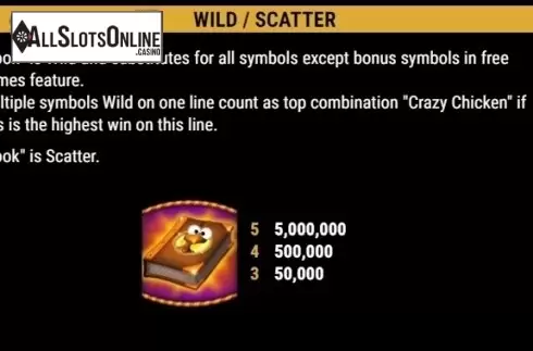 Paytable 1. Book Of Crazy Chicken from Bally Wulff