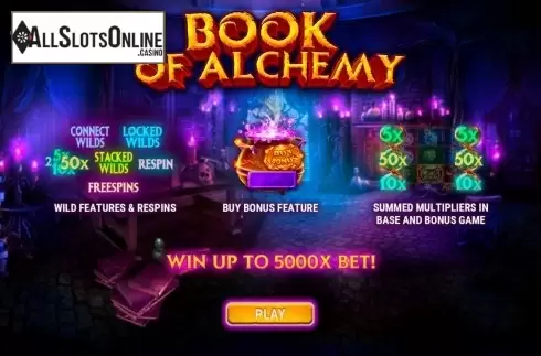 Start Screen. Book of Alchemy from GameArt