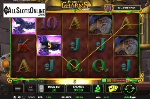 Win Screen. Book of Charms from StakeLogic