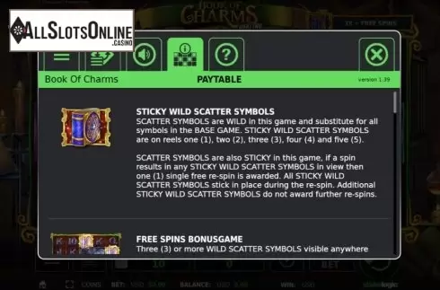 Features 1. Book of Charms from StakeLogic