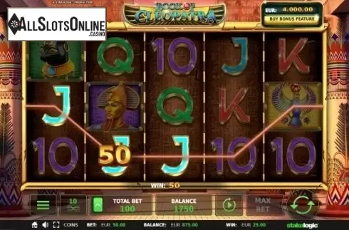 Win Screen. Book of Cleopatra from StakeLogic