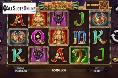Reel Screen 1. Book of Cleopatra Super Stake Edition from StakeLogic