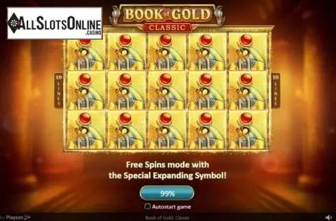 Start Screen. Book of Gold: Classic from Playson