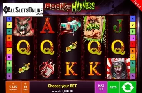Reel Screen. Book of Madness from Gamomat