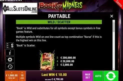 Features 1. Book of Madness from Gamomat