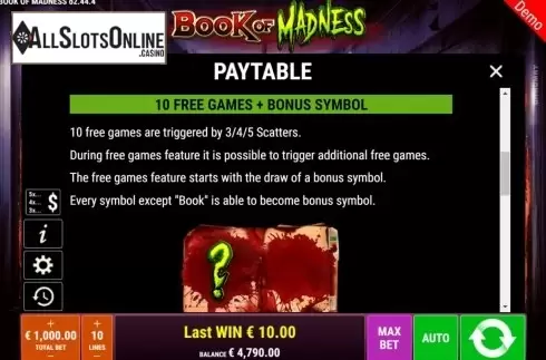 Features 2. Book of Madness from Gamomat