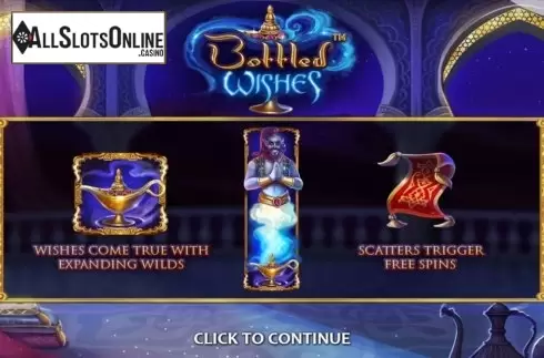 Start Screen. Bottled Wishes from Nucleus Gaming