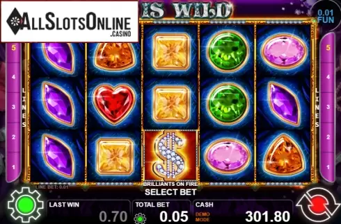 Reel screen. Brilliants On Fire from Casino Technology