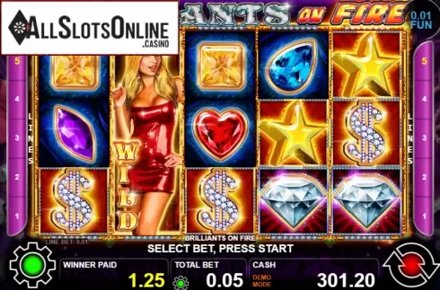 Win screen 1. Brilliants On Fire from Casino Technology