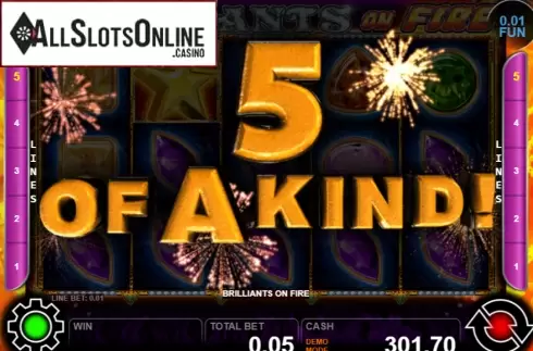 Win screen 3. Brilliants On Fire from Casino Technology