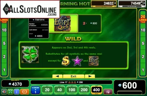 Features 1. Burning Hot Egypt Quest from EGT