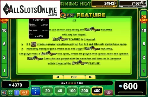 Features 2. Burning Hot Egypt Quest from EGT