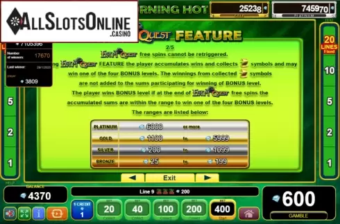 Features 3. Burning Hot Egypt Quest from EGT
