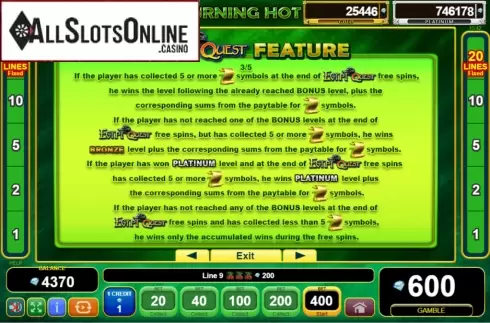 Features 4. Burning Hot Egypt Quest from EGT