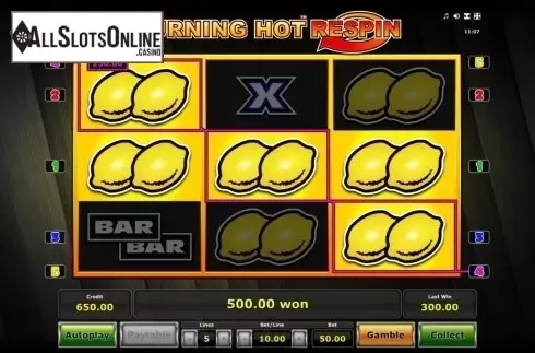 Win screen 2. Burning Hot Respin from Greentube