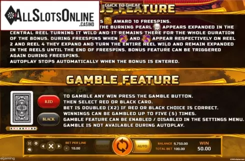 Features. Burning Pearl from EAgaming