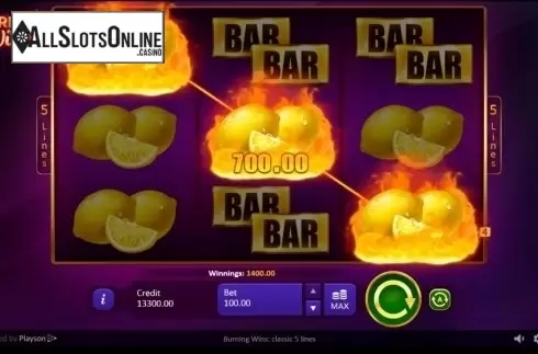 Win 2. Burning Wins: classic 5 lines from Playson